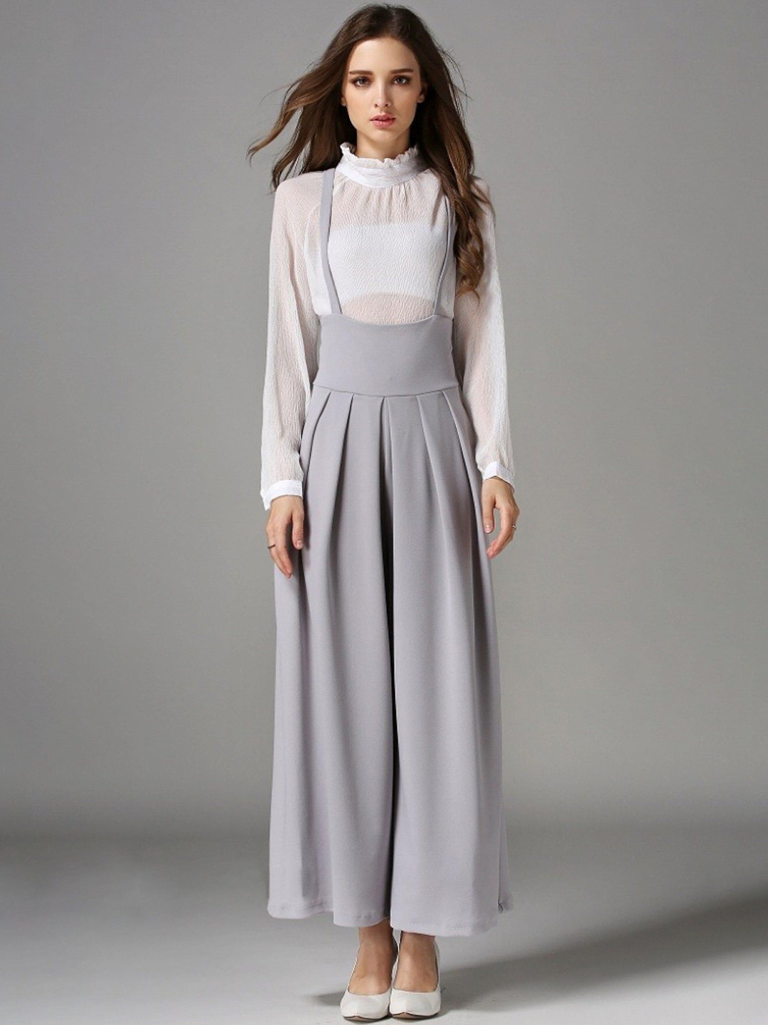 Miss Mosa By Akanksha  Women Grey Statement Suspender Pants Celebrity Favorite Trousers