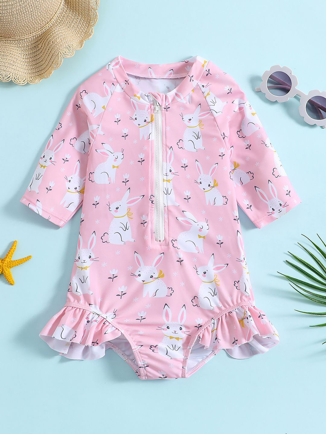 YK Infant Girls Printed Long Sleeve Bodysuit