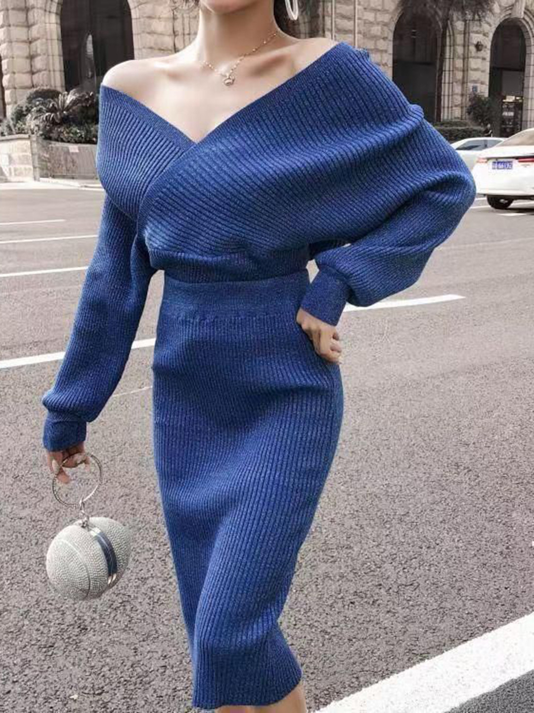 Miss Mosa By Akanksha  Blue Cresta Two Piece Woollen Co-Ords Sets