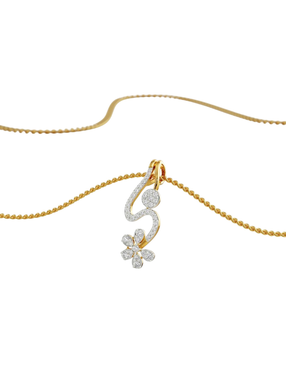 Emori Floral Drop Lab Diamond in 14KT Gold Pendant