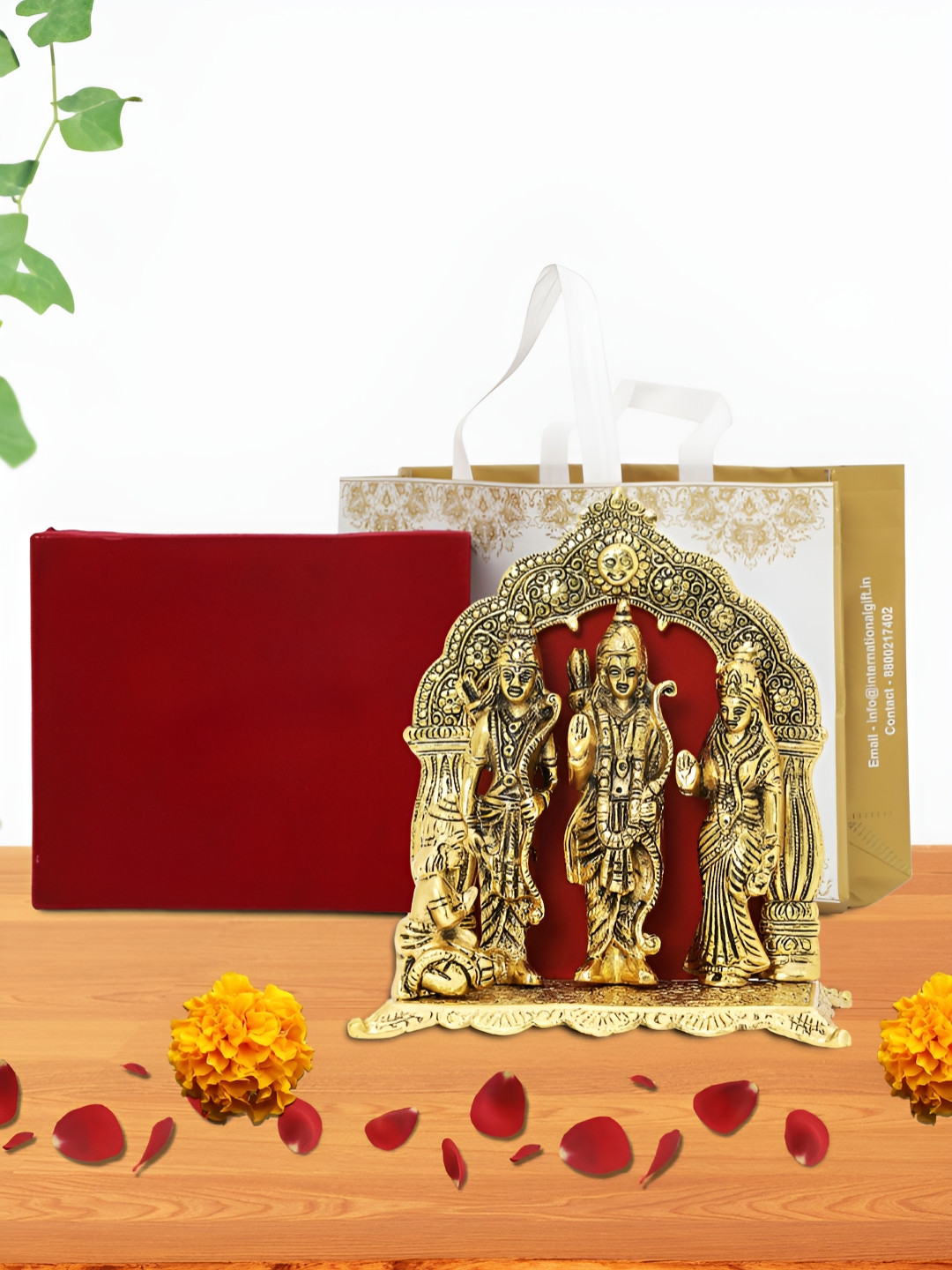 INTERNATIONAL GIFT Ram Darbar Gold Metal Metallic Prayer Room Large Showpiece - 9.5 Inches