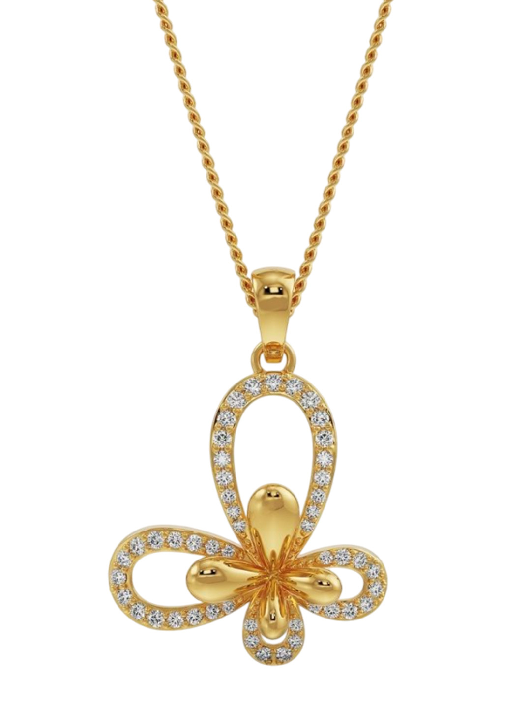 Emori Floral Butterfly Lab Diamond in 14KT Gold Pendant