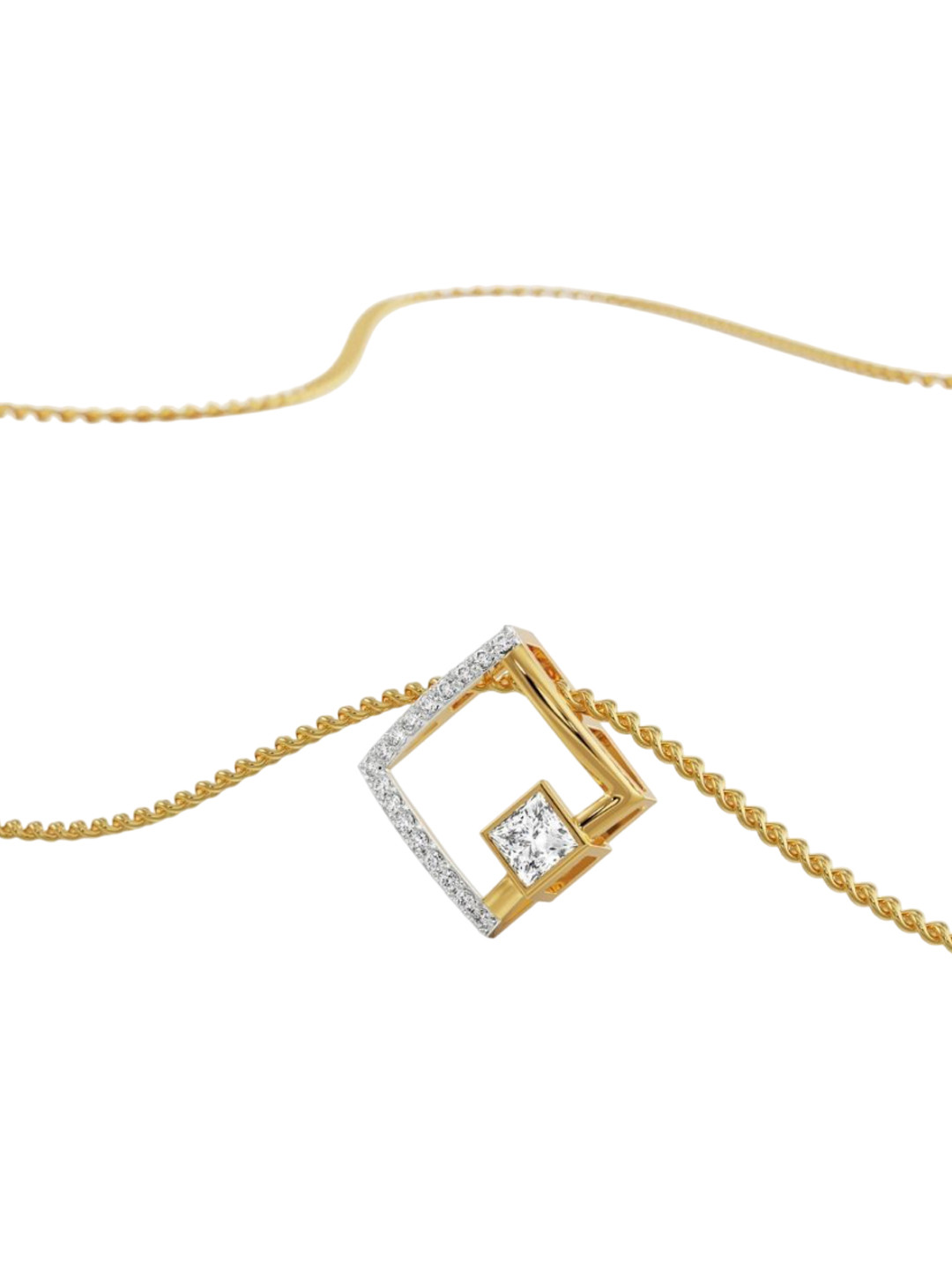 Emori Princess Cut Lab Diamond in 14KT Gold Pendant