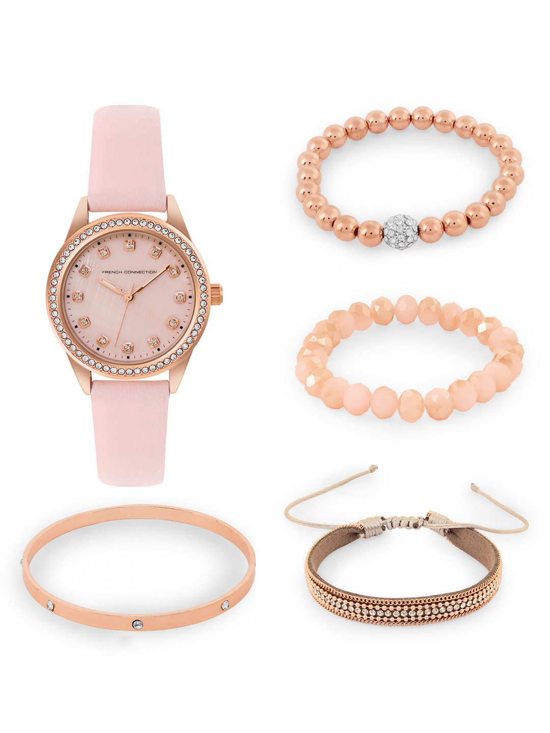 French Connection Women Embellished Analogue Watch FCW15GRL Gift Set