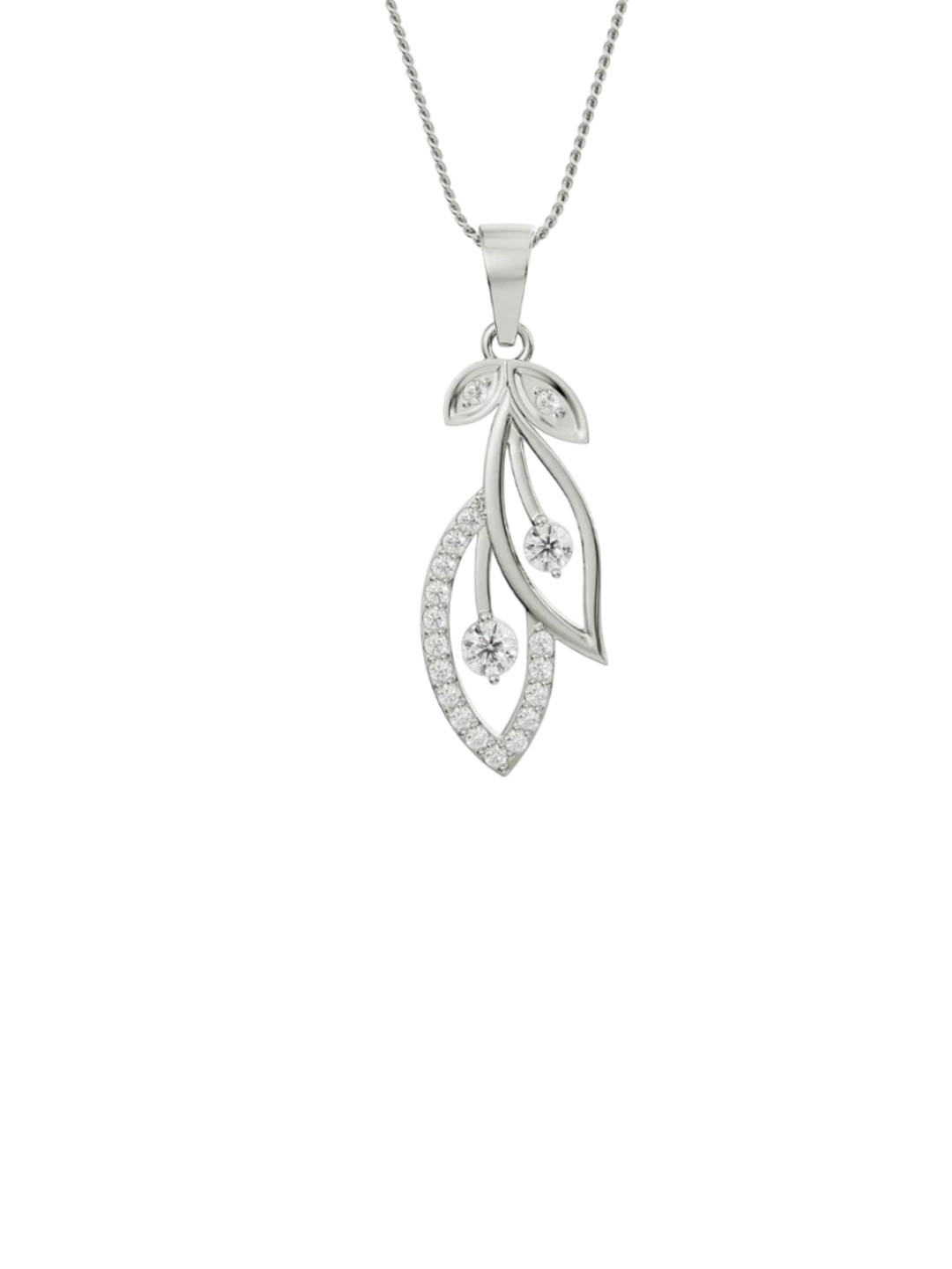 Emori Dewy Leaf Platinum Lab Diamond in 14KT Gold Pendant