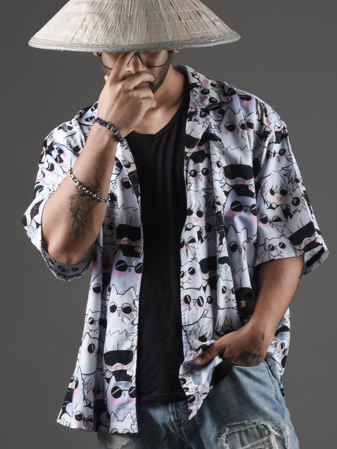 Xenpachi Men Jujutsu Kaisen Anime Day Socerer Oversize Drop Shoulder Hawaiian Shirt