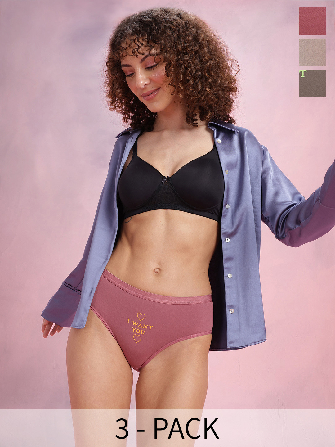 DressBerry Women Pack of 3 Printed Multi-Colored Basic Briefs DRM-DB-PAN06B