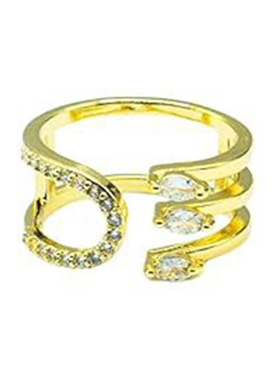 ISHI New York Gold-Plated CZ Stone Studded Infinity Spark Ring