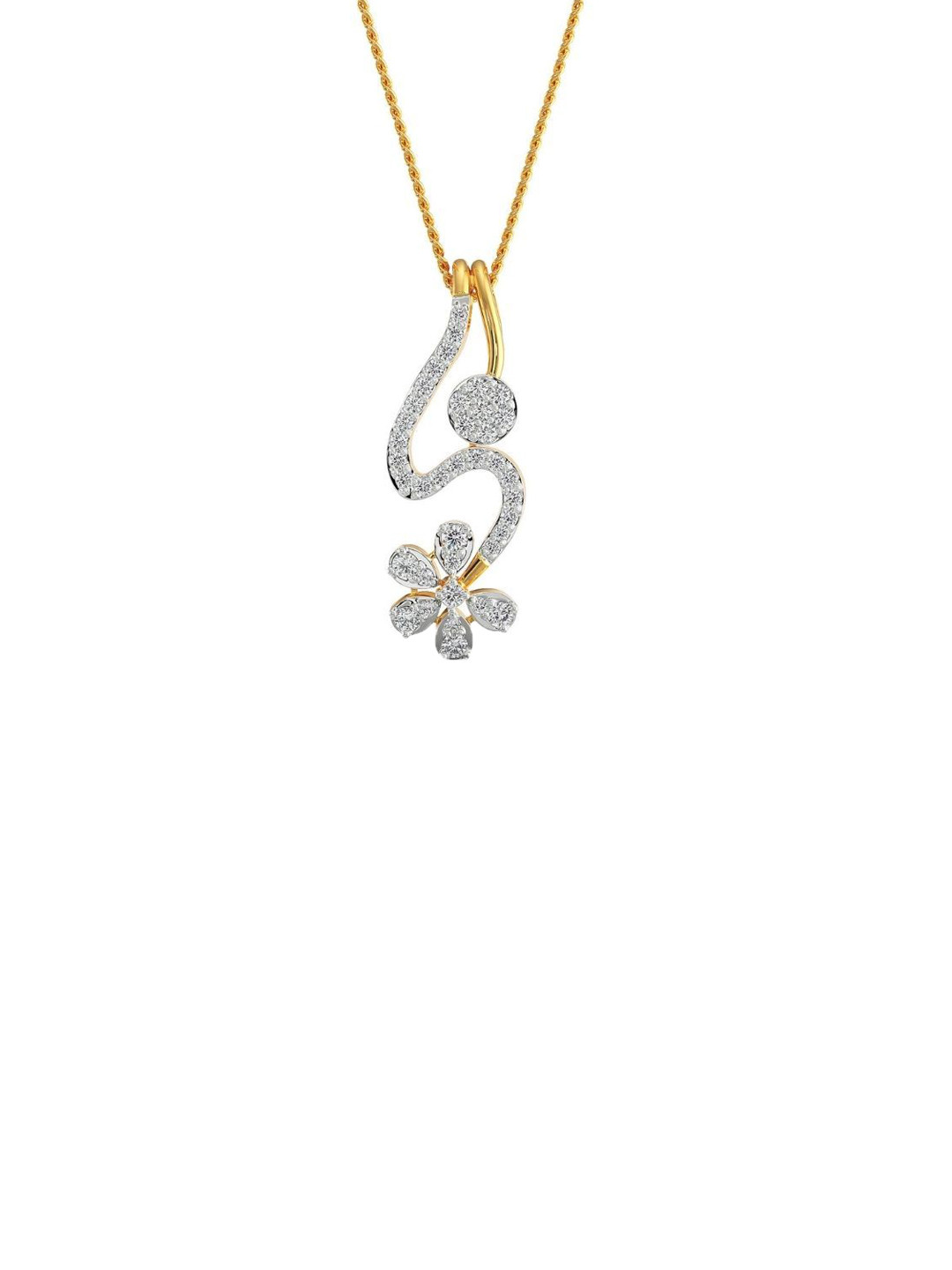 Emori Lab Diamond Leaf Fusion in 14KT Gold Pendant