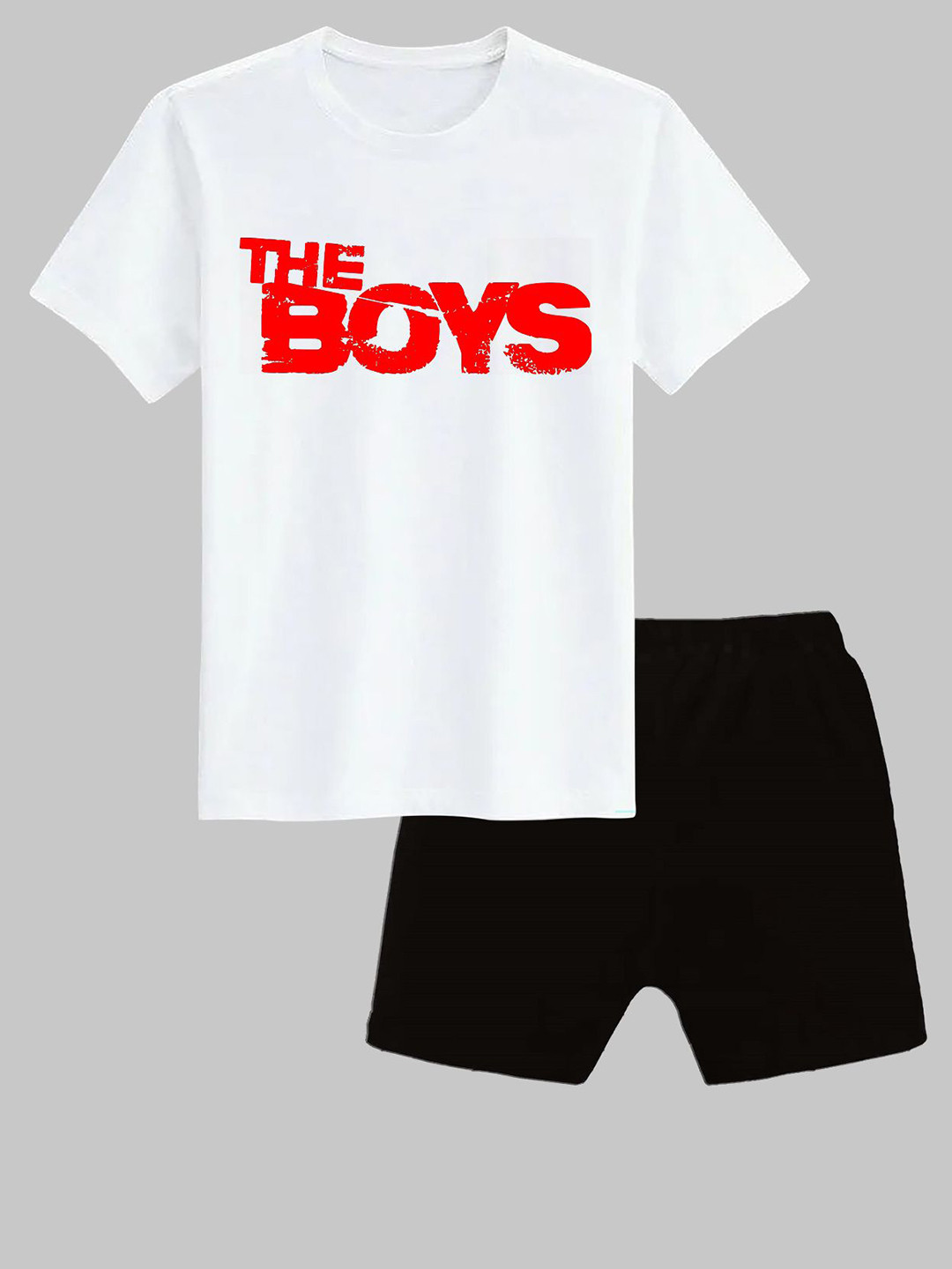 CoolTees4U Kids Printed Round Neck T-shirt With Shorts