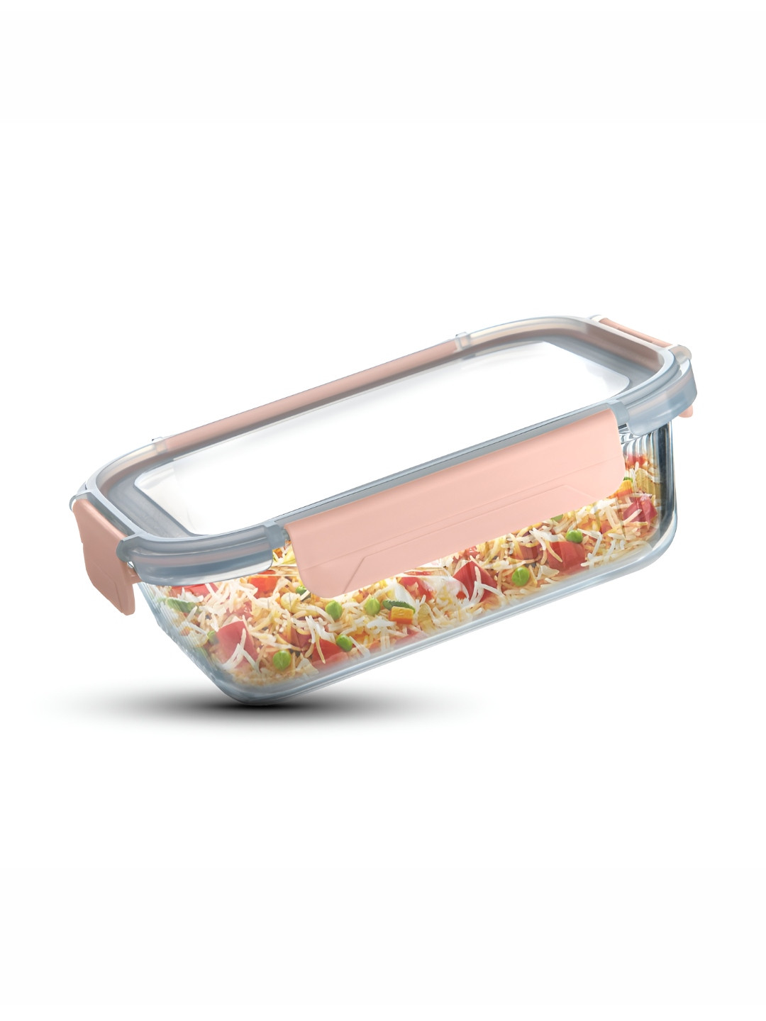 Bergner Pink Borosilicate Glass Microwave Safe Clip-On Fridge Container-1.5L