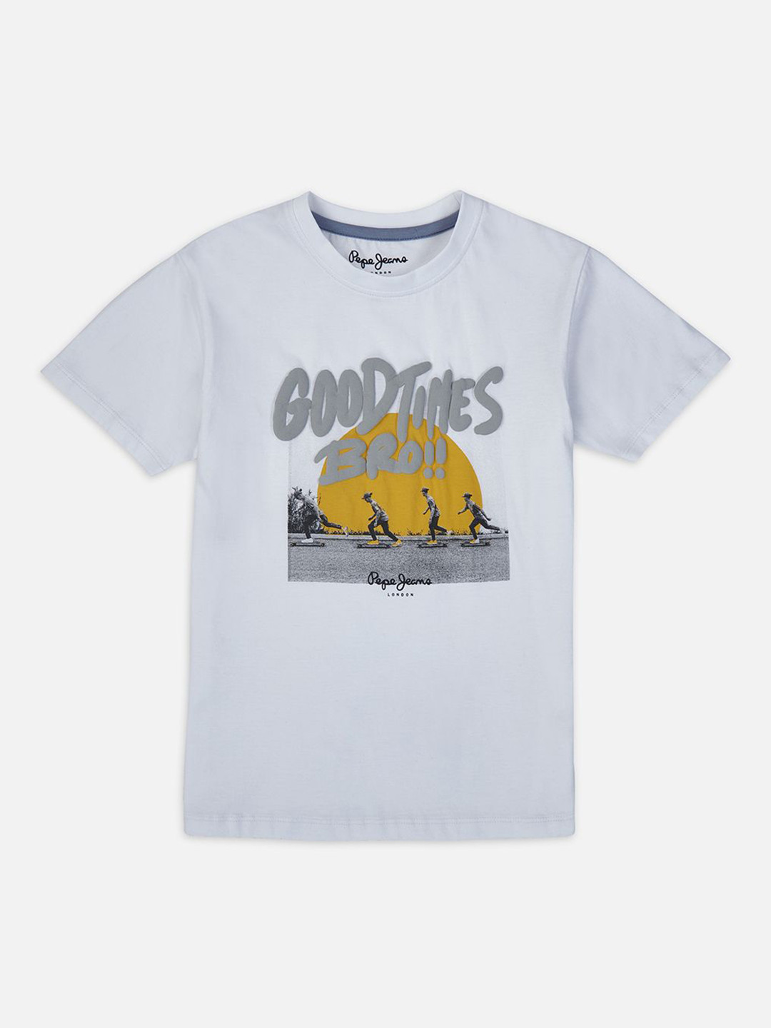Pepe Jeans Boys Graphic Printed Round Neck Cotton T-shirt