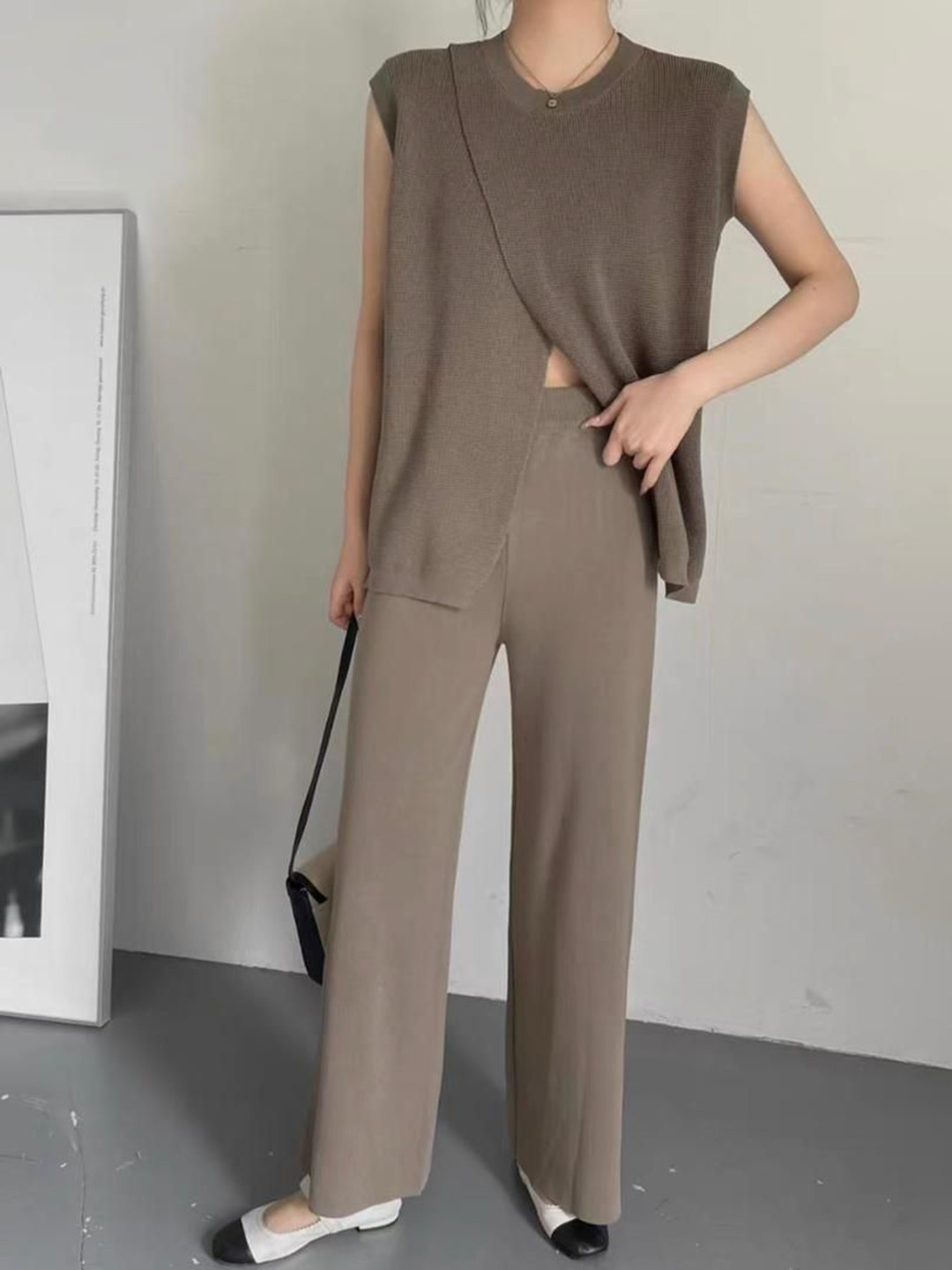 Miss Mosa By Akanksha  Beige Maxine Pure Wool Co-Ord Set