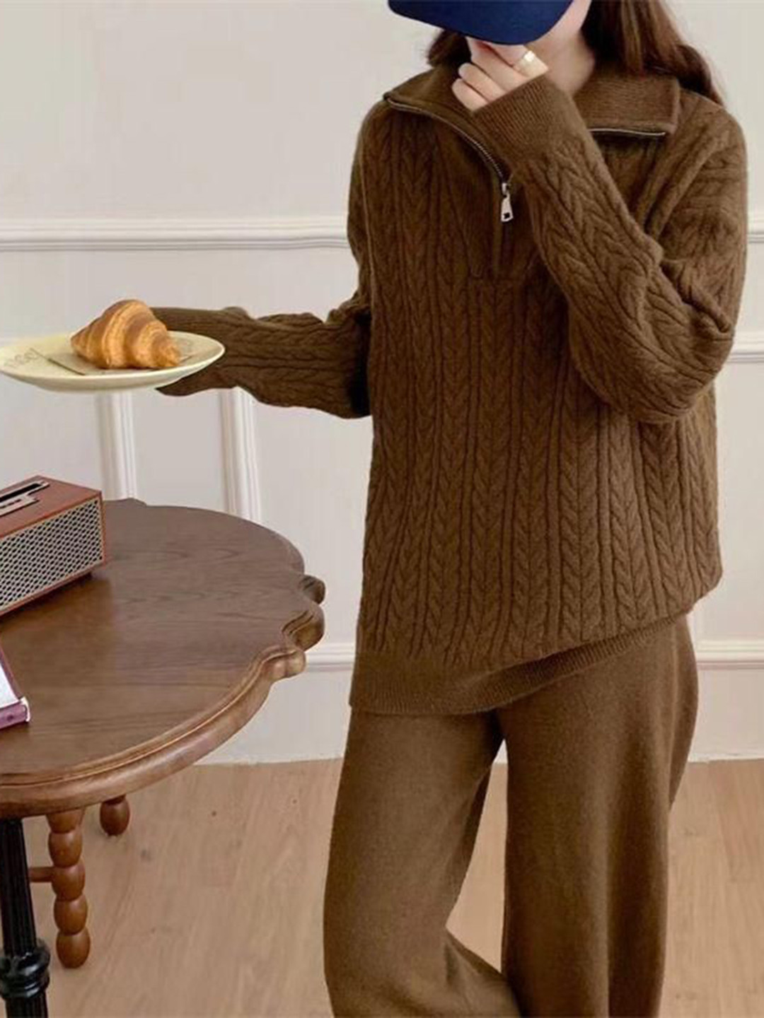 Miss Mosa By Akanksha  Mustard Paxton Winter Woollen Co-Ords Set - Tracksuit