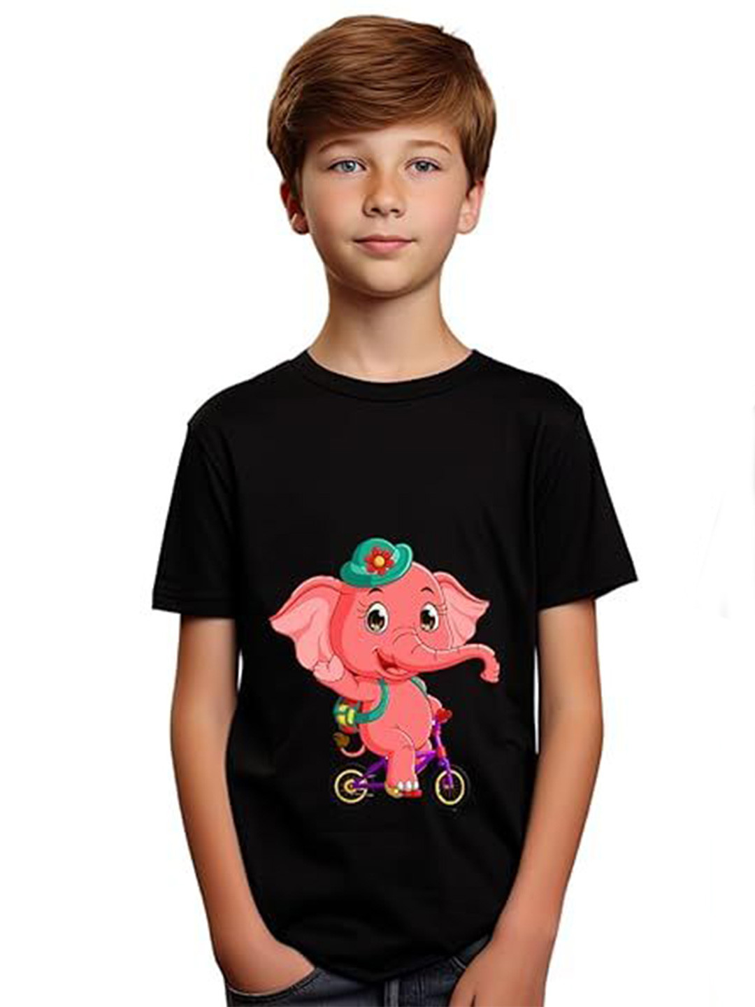 BAESD Kids Elephant Printed Round Neck T-shirt With Joggers