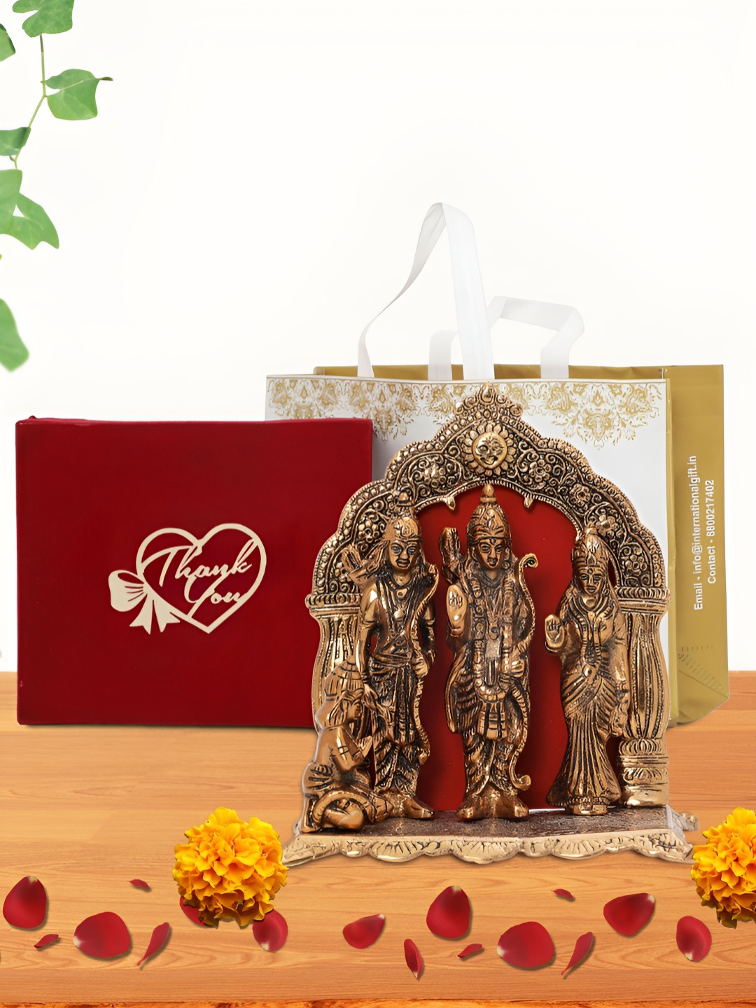 INTERNATIONAL GIFT Ram Darbar Copper Metal Metallic Prayer Room Large Showpiece - 9.5 Inches