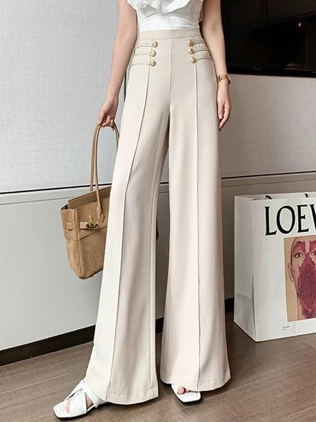 Miss Mosa By Akanksha  Women Meraki Wide Leg High Waist Pants