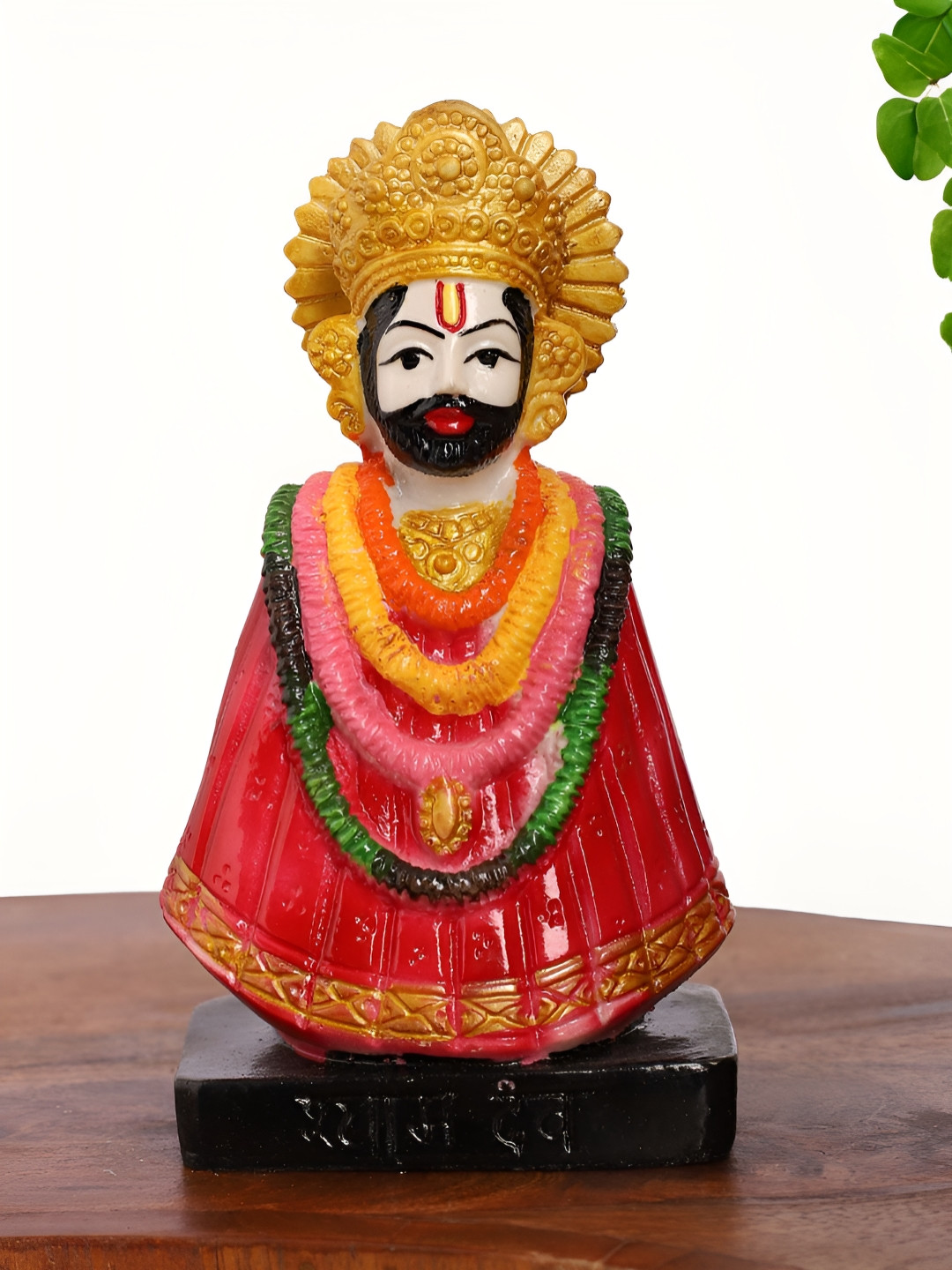 INTERNATIONAL GIFT Khatu Shyam Dev Red Polyresin Glossy Living Room Small Showpiece - 2.5 Inches