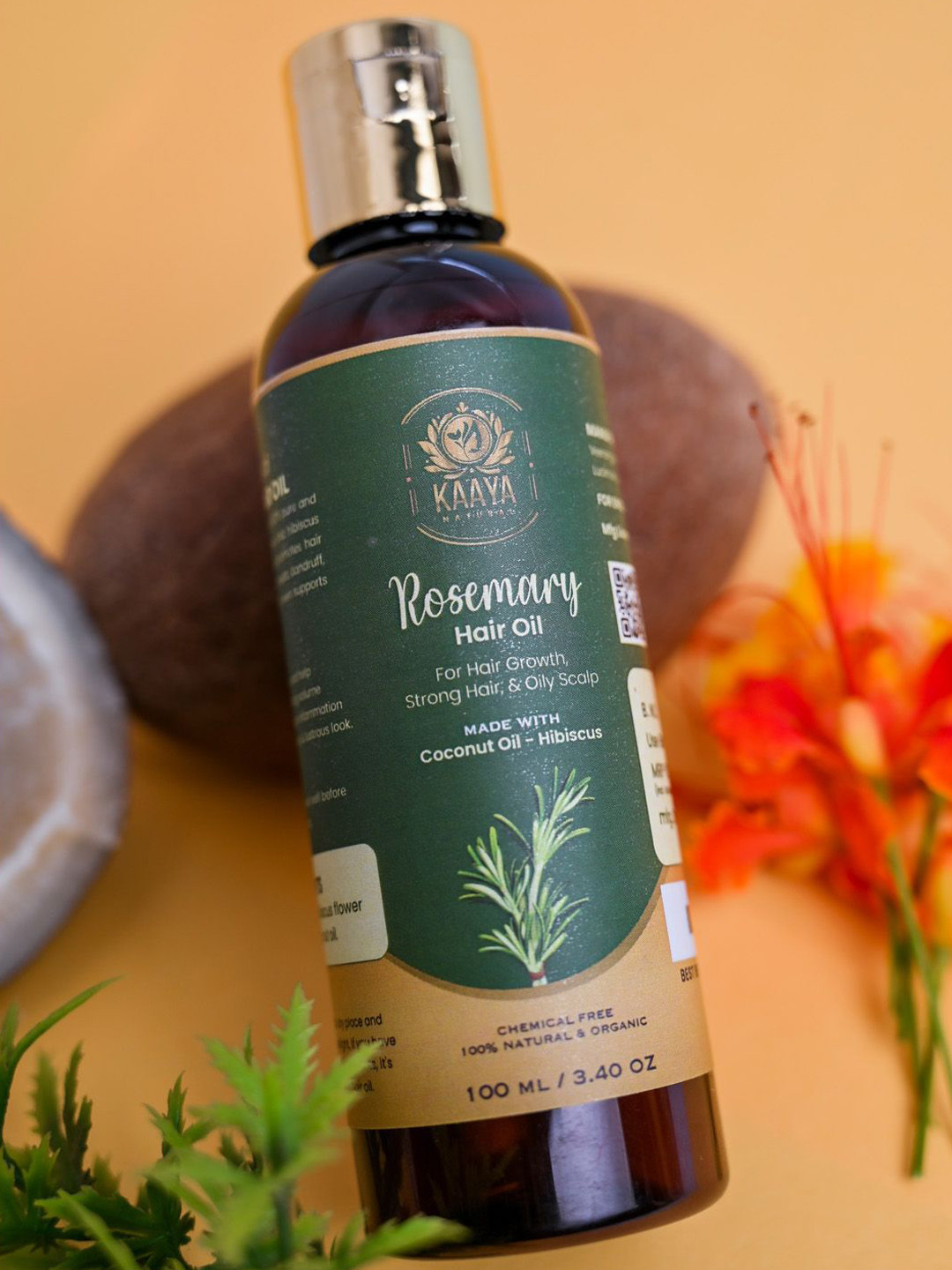 Kaaya Natural Rosemary Hair Oil With Hibiscus & Coconut Oil For Hair Growth- 100 ml
