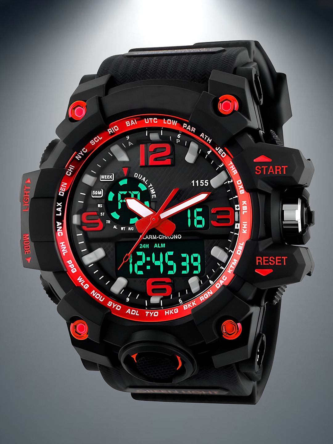 Otage Men Printed Dial & Textured Straps Analogue and Digital Watch Otg- 1155 Red