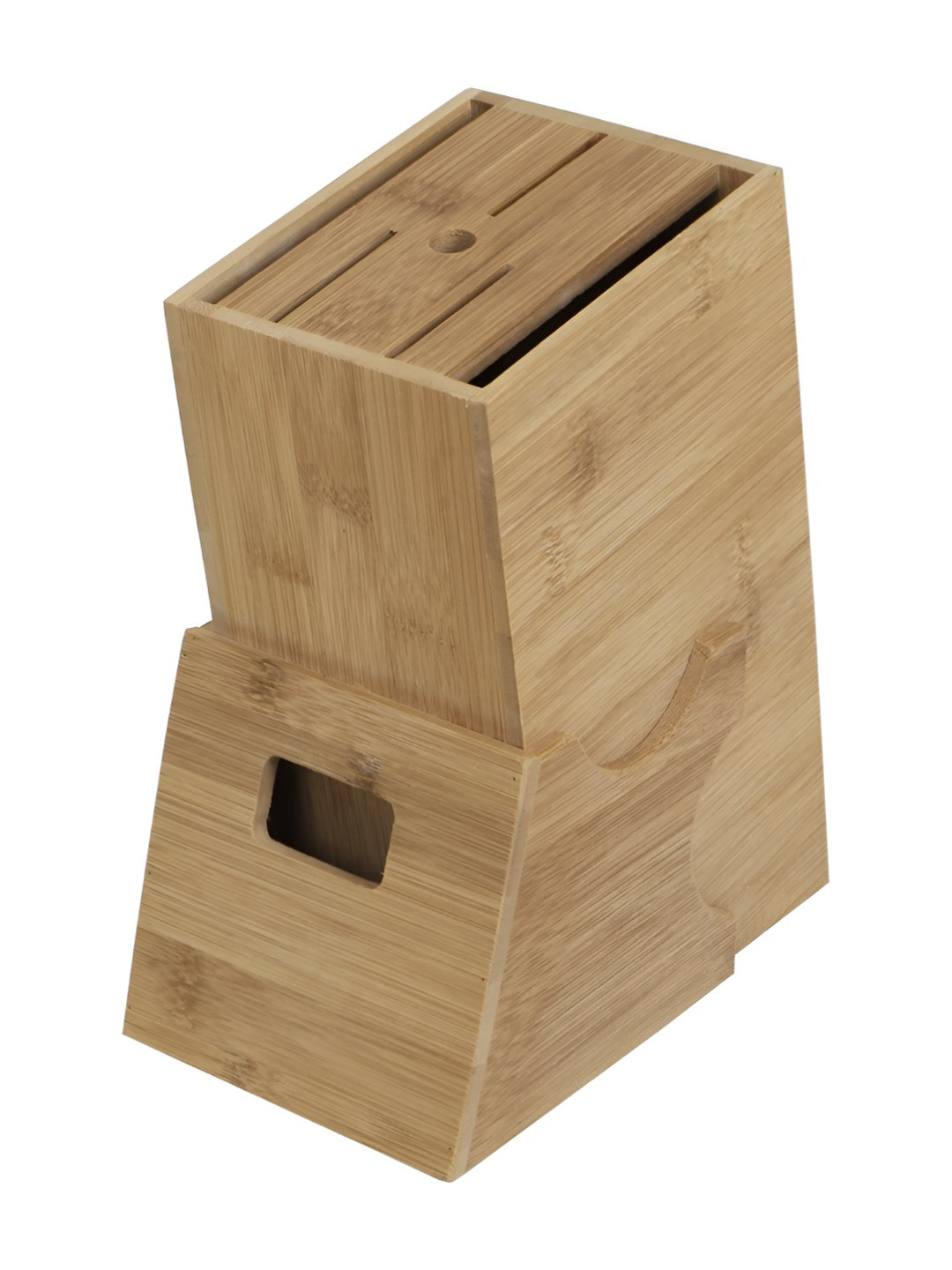 HOKIPO Brown Wooden Knives Holder Stand with 5 Slots