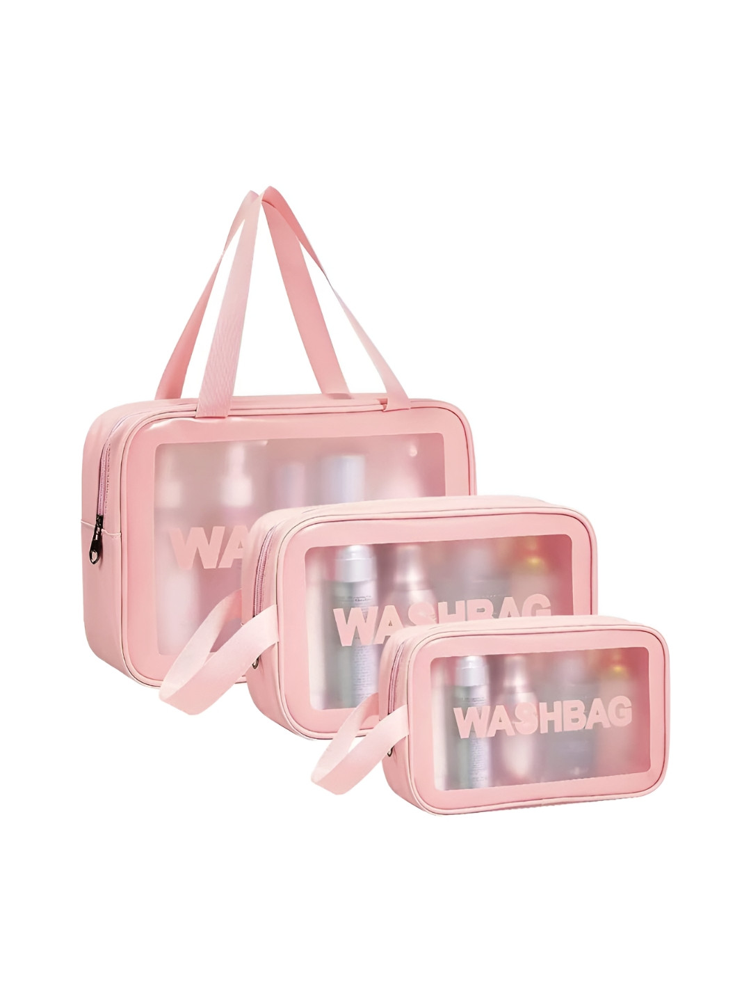 ANKIT INTERNATIONAL Peach 3 Pieces Printed Water Resistant Makeup Organisers