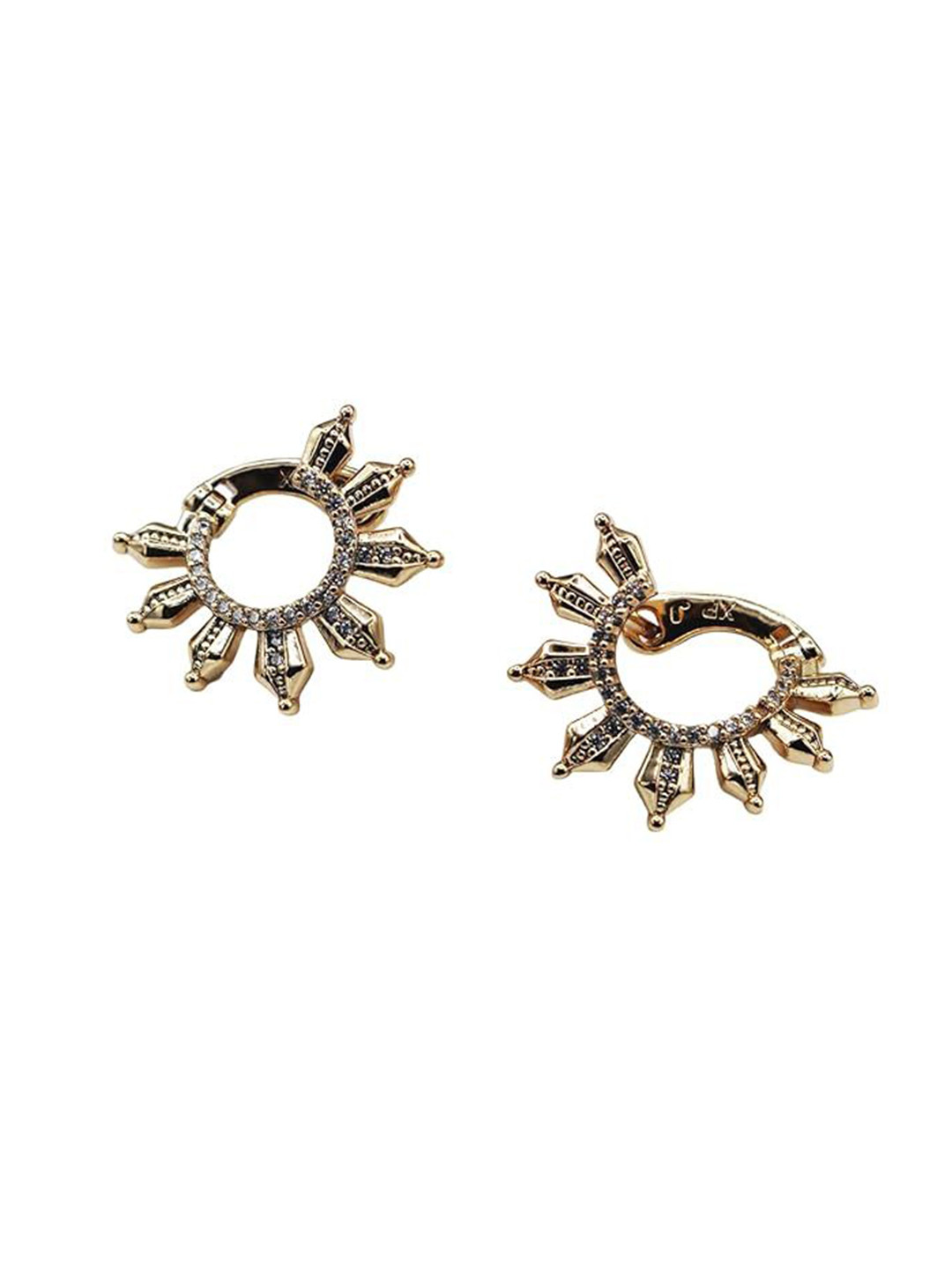 ISHI New York Rose Gold-Plated Sunburst Hoop Earrings