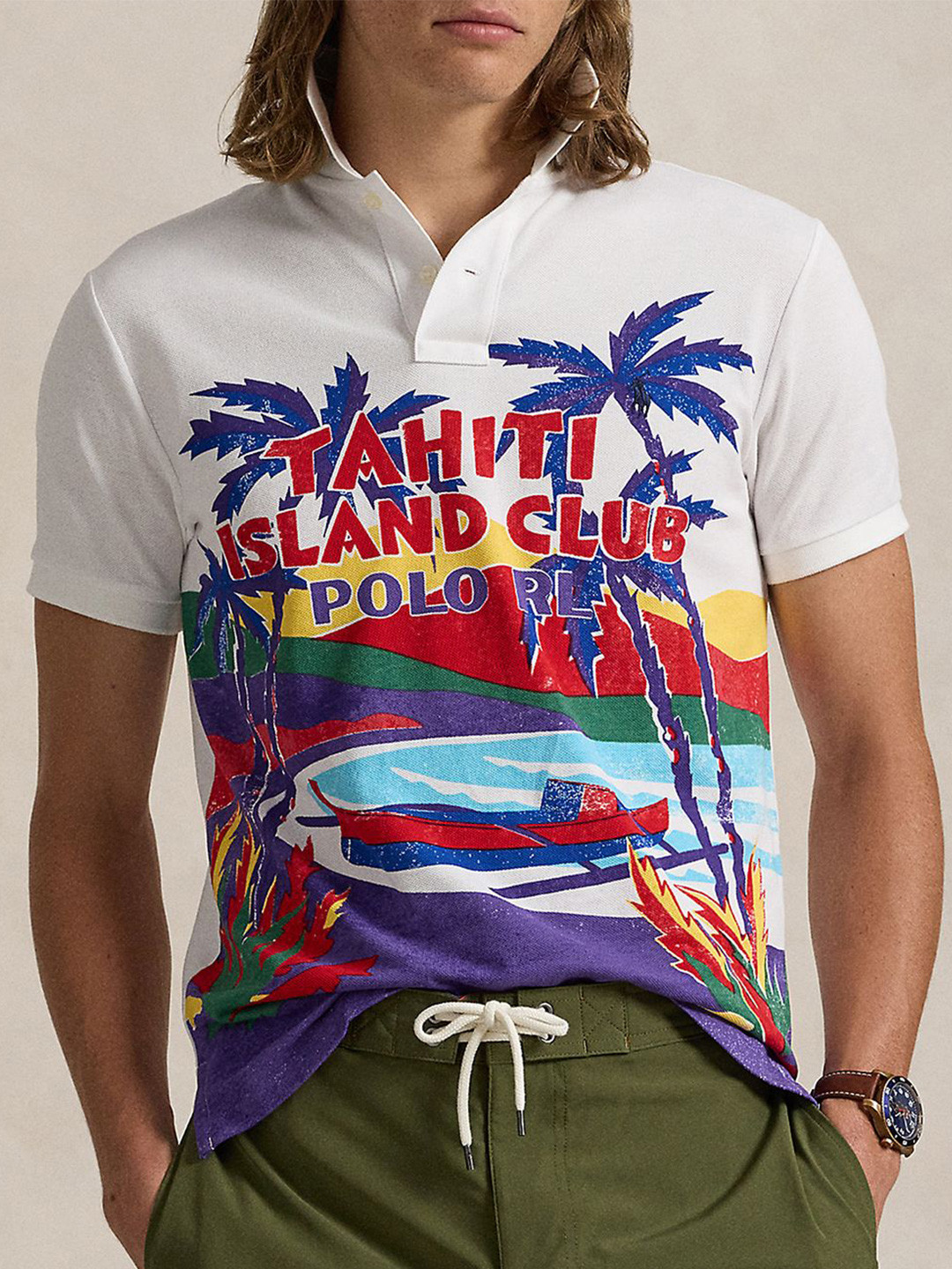 Polo Ralph Lauren Graphic Printed Pure Cotton Slim Fit  Polo Collar Short Sleeve T-Shirt