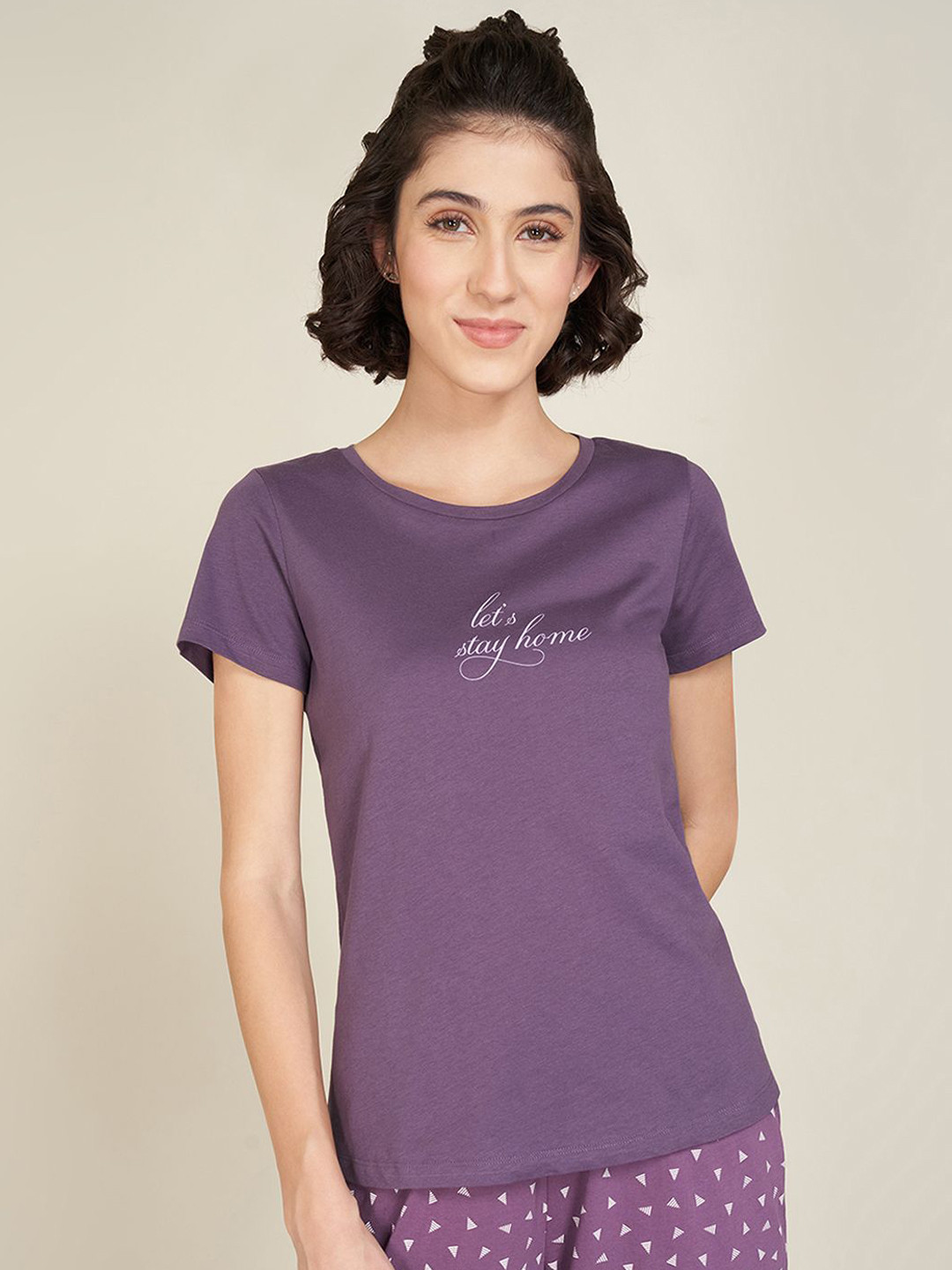 Dreamz by Pantaloons Women Typography Printed Pure Cotton Lounge T-Shirt