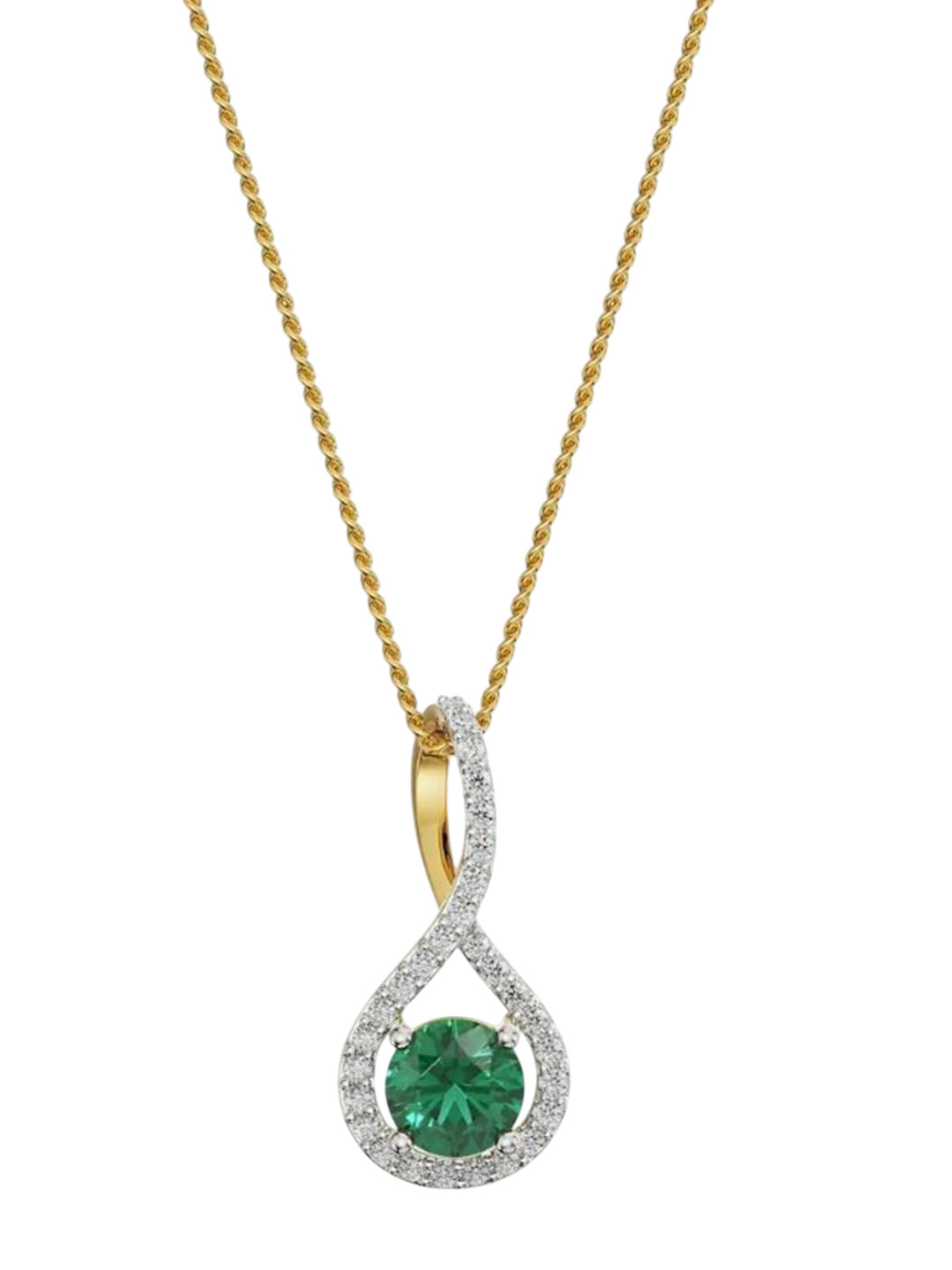 Emori Emerald Pave Lab Diamond in 14KT Gold Pendant