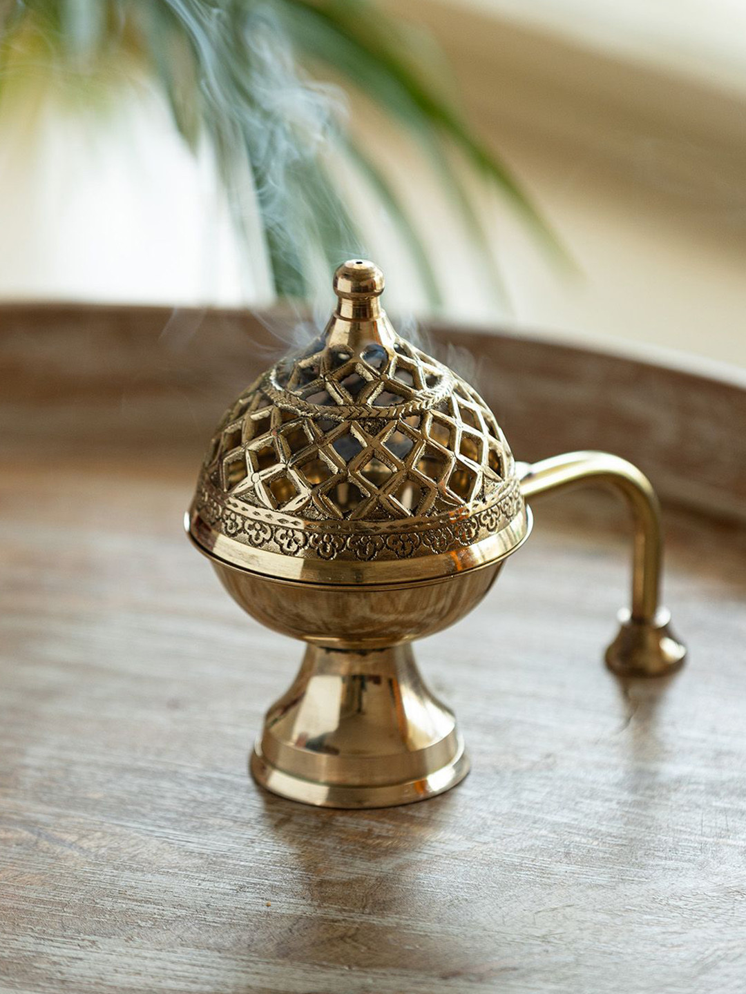 ExclusiveLane Gold-Toned 'Inayaat' Pure Brass Dhoop Dani Incense Burner