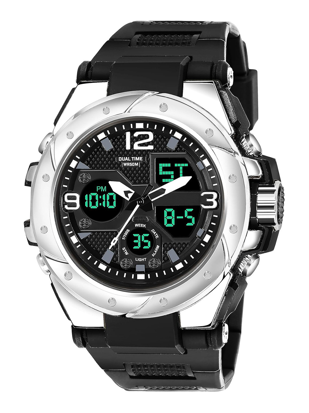 Otage Men Dial & Textured Straps Analogue Watch Reborn 9015Dual-SilverBlack1