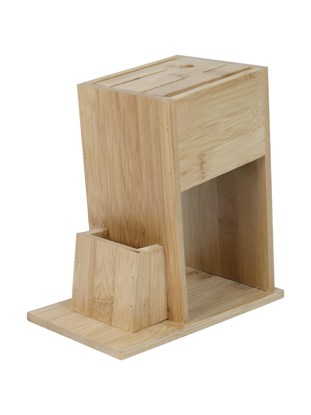 HOKIPO Brown Wooden Knives Holder Stand with 5 Slots