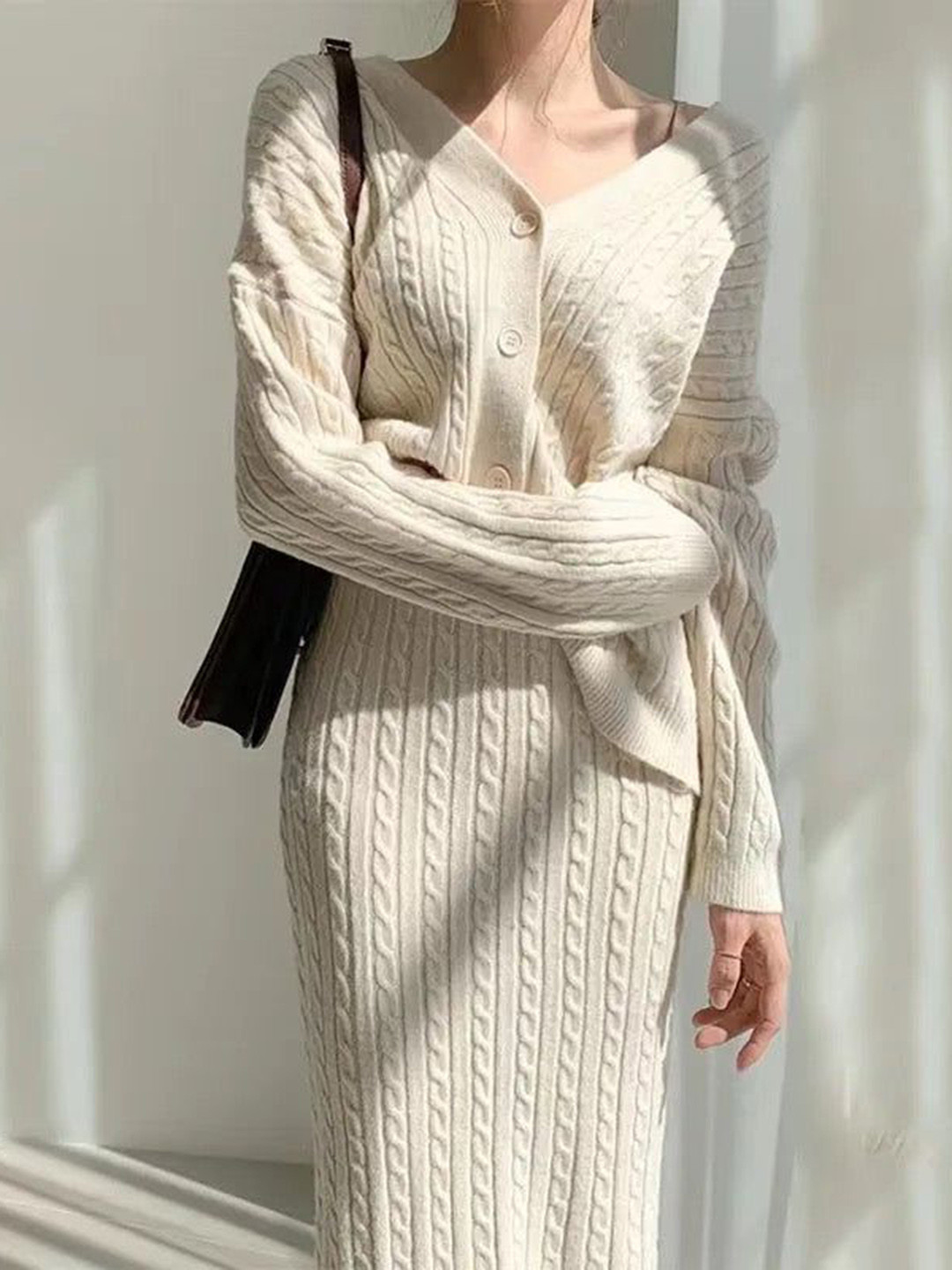 Miss Mosa By Akanksha  Beige Sussane Winter Sweater & Skirt Co-Ords