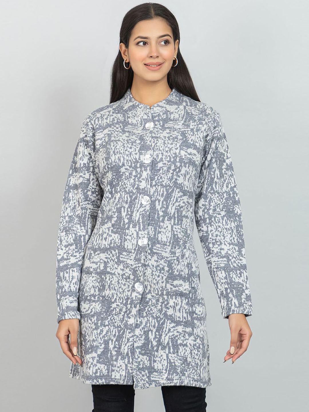 Wool's Kart Women Self Design Knee Length Wool Coat