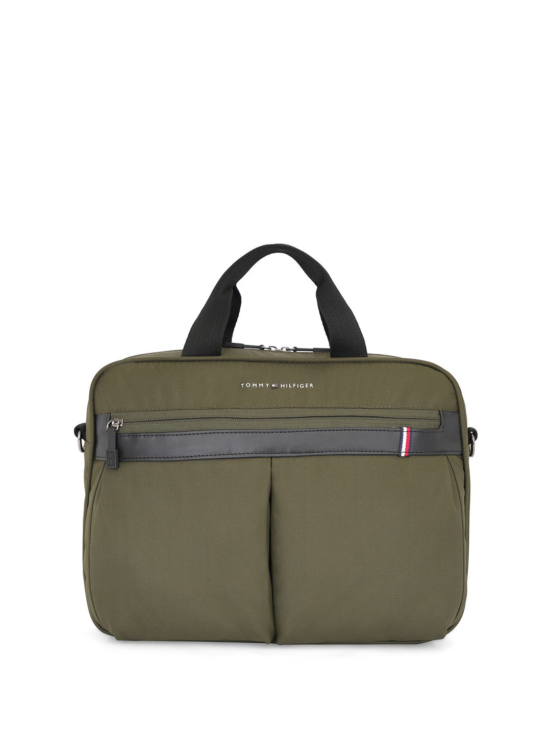 Tommy Hilfiger Solid Structured Adjustable Strap Laptop Bag - 15 Inches