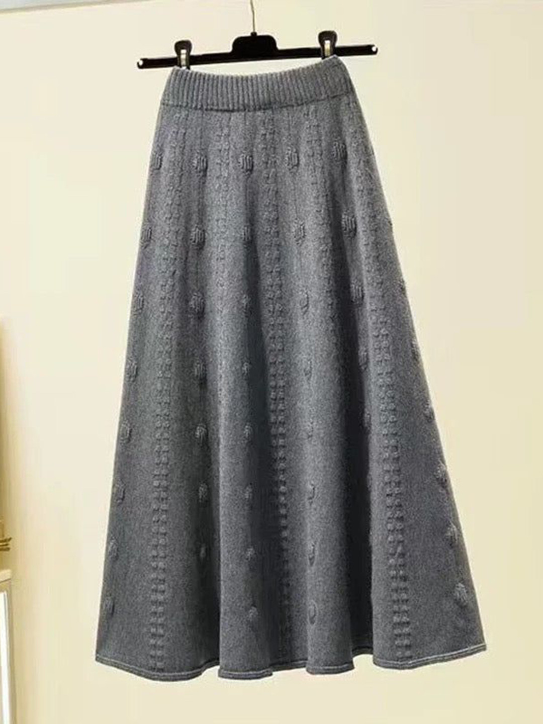 Miss Mosa By Akanksha  Women Grey Semeah Statement Woolen Pleated Skirt