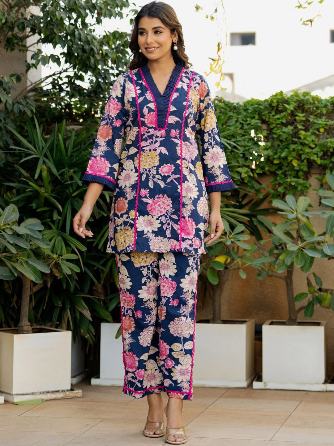 HOUSE OF JAMOTI Dawn Blue Floral Printed Co ord Set