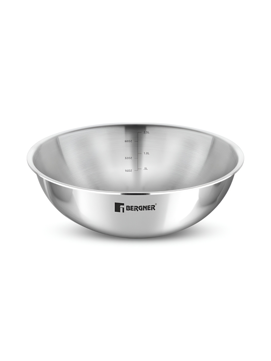 BERGNER Argent Plus Silver-Toned Induction Base Tri-Ply Stainless Steel Kadhai and Wok