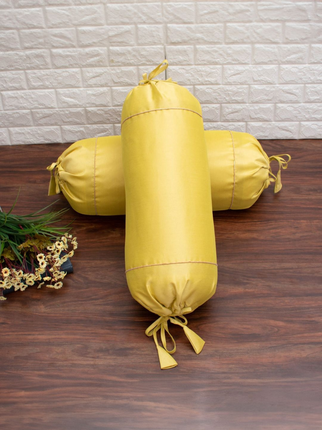 RoyalDeco 2-Pcs Yellow BolsterCovers