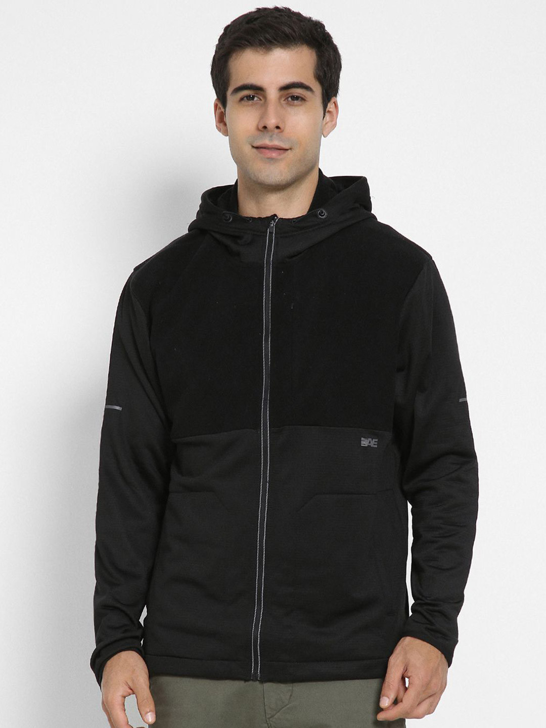 AMERICAN EAGLE OUTFITTERS Men Hooded Front-Open Sweatshirt