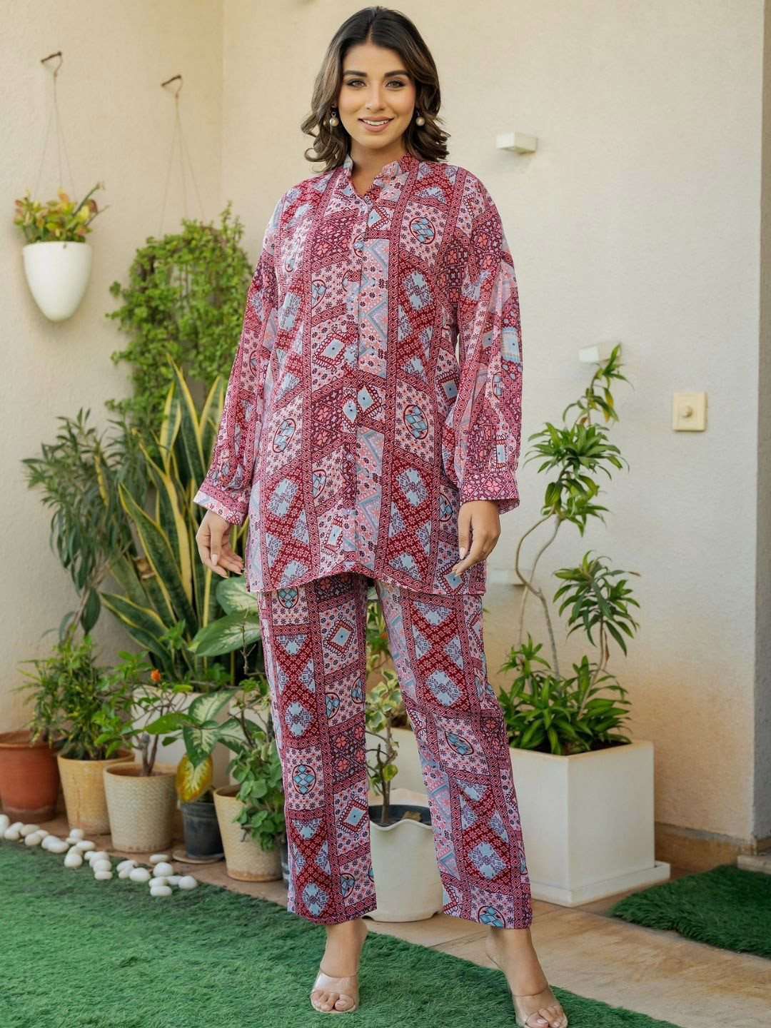 HOUSE OF JAMOTI Eva Geometric Printed Co-Ord Set
