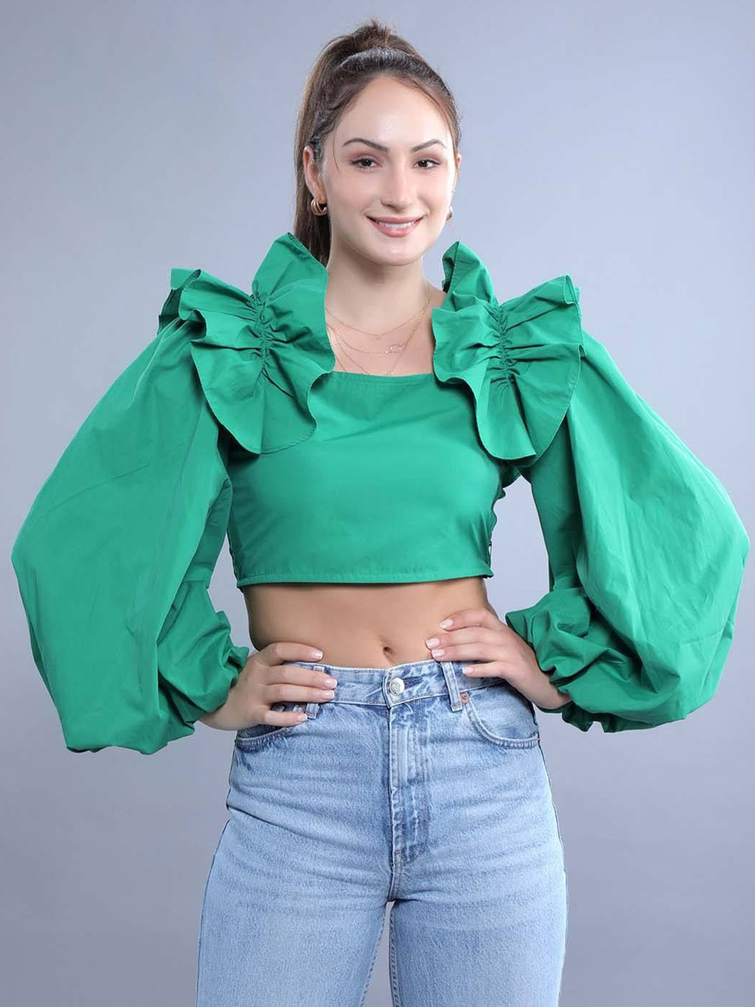 French Theory Square Neck Cotton Crop Top