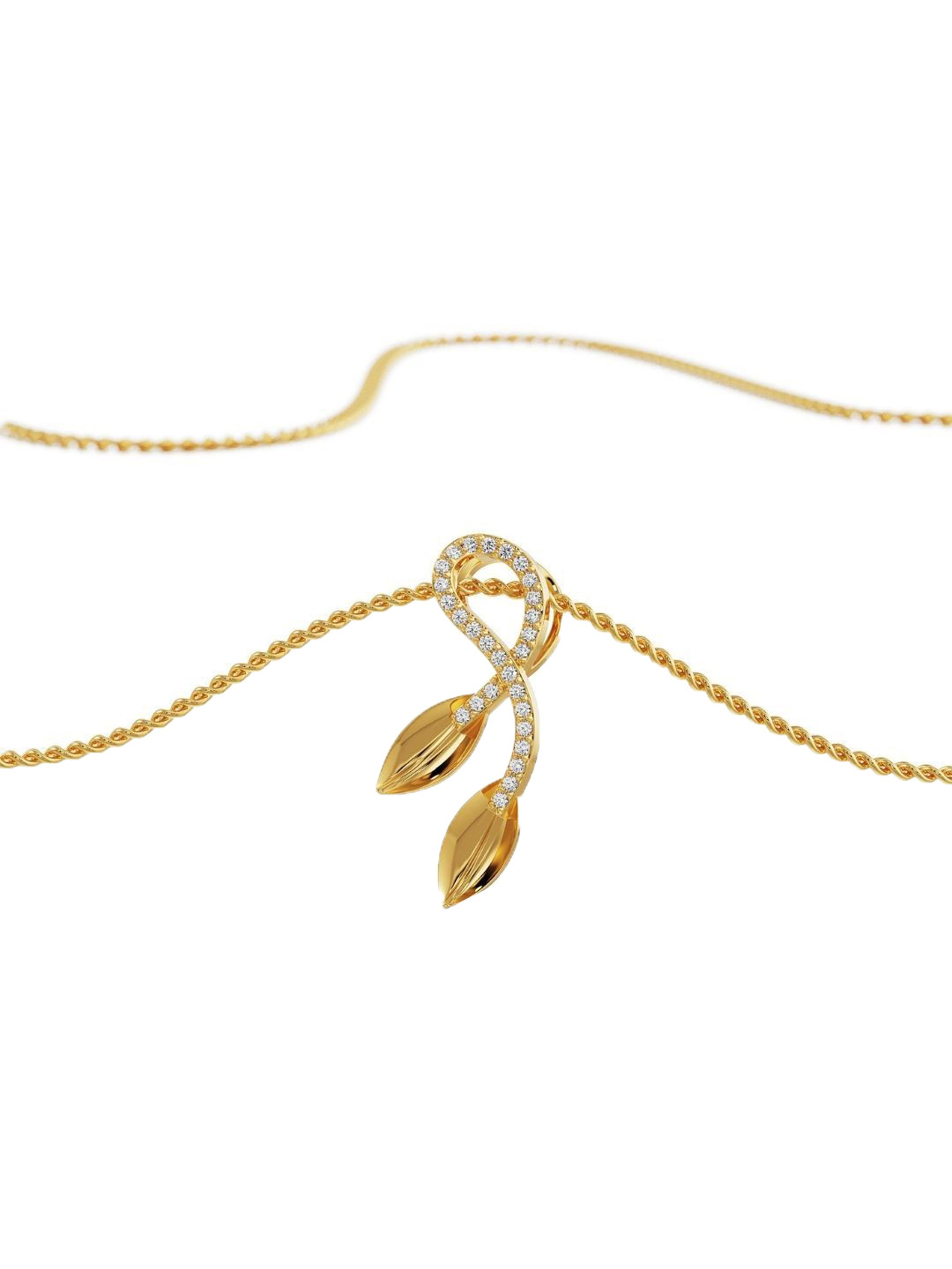 Emori Lab Diamond Leaf Fusion Pendant in 18KT Gold