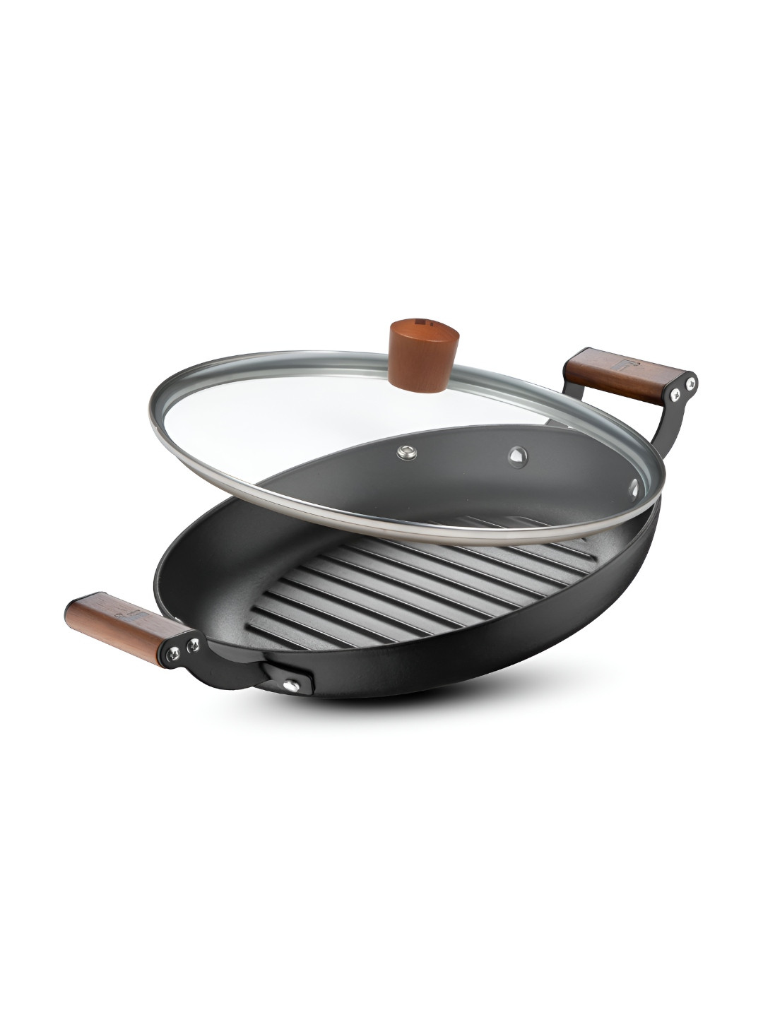 BERGNER Black Induction Base Aluminium Kadhai And Wok