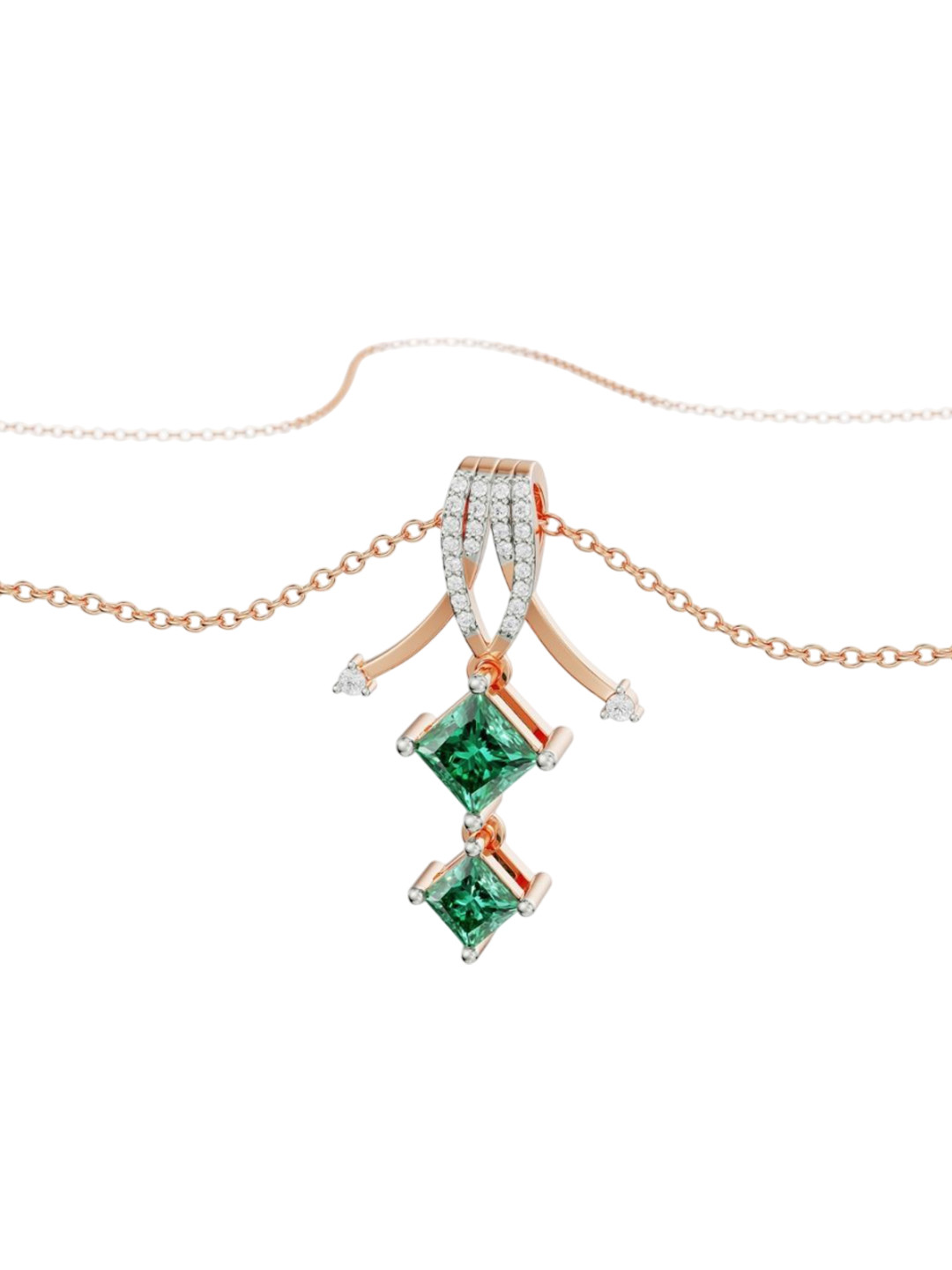 Emori Arrow Emerald Lab Diamond in 14KT Gold Pendant