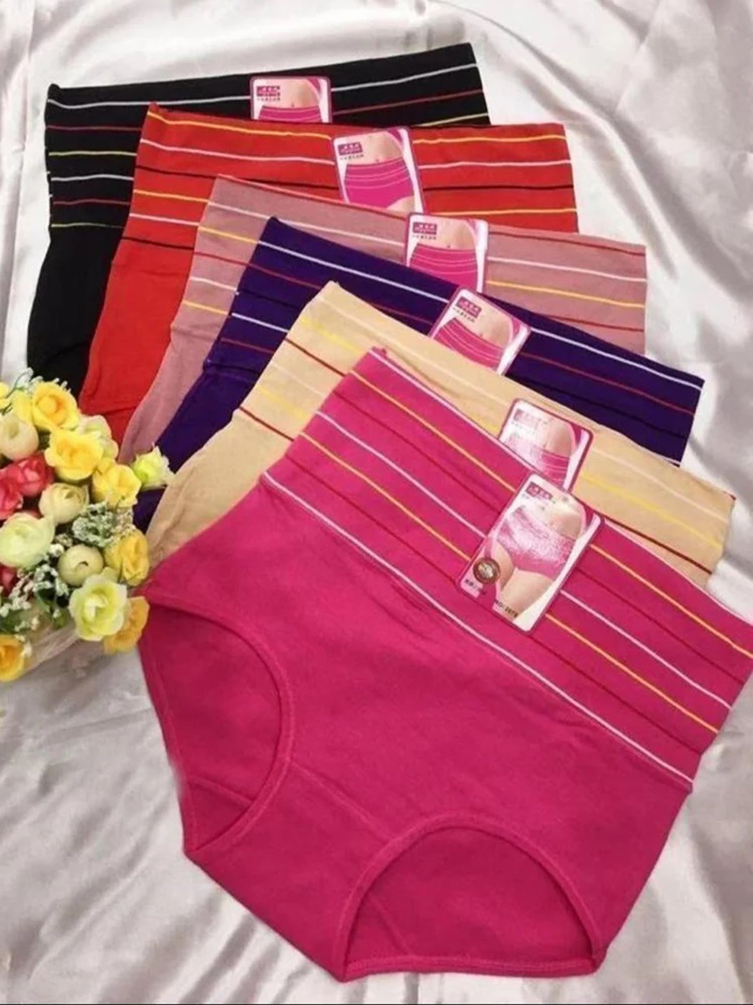 Diving Deep Women Pack Of 6 Striped Boy shorts Briefs Line Panty0004_Pack of 1_