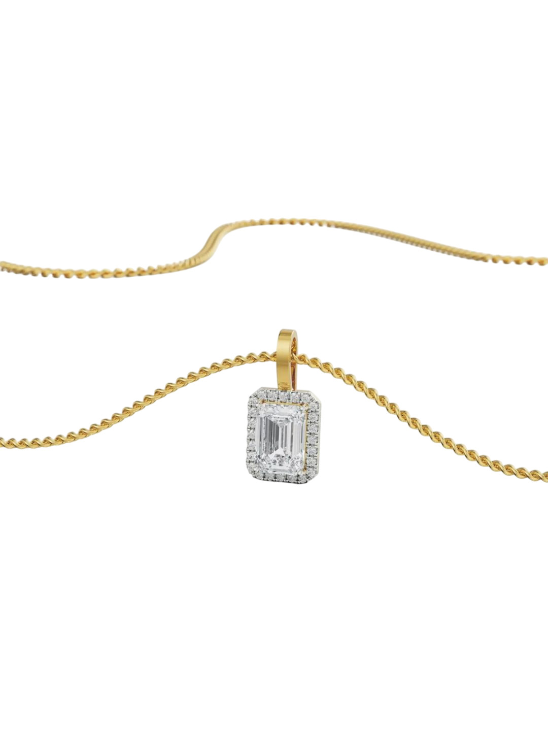 Emori Shiny Halo Lab Diamond in 14KT Gold Pendant