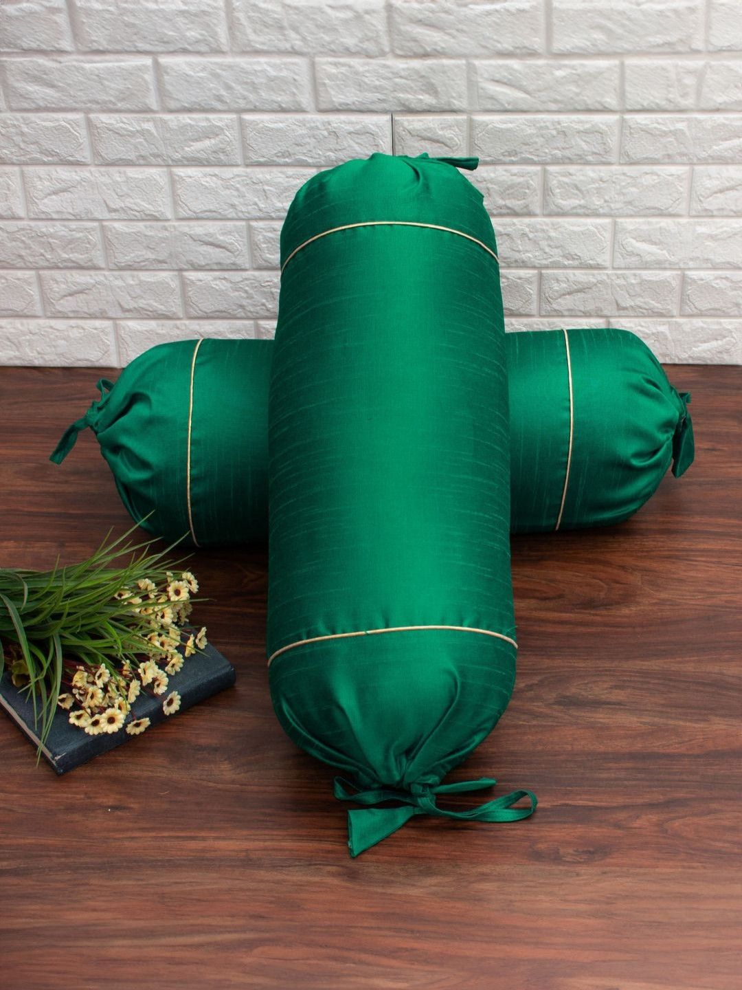 RoyalDeco 2-Pcs Green BolsterCovers