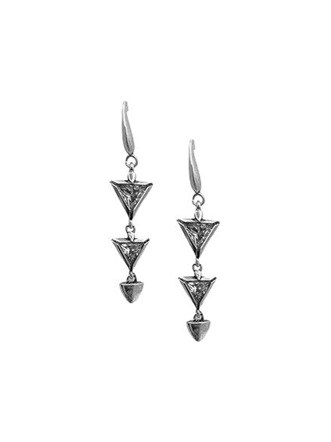 ISHI New York Rhodium-Plated Trinity Dangles Earrings